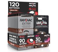 120 Batterie Per Apparecchi Acustici Rayovac Extra Advanced 312. 120 Pile: 90 Rayovac + 30 Udivita