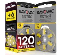120 Batterie per Apparecchi Acustici Rayovac Extra Misura 10 +6 Udivita