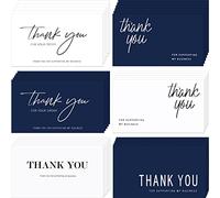 120 biglietti di ringraziamento per i tuoi ordini, biglietti di ringraziamento per aver sostenuto il mio biglietto da visita per i proprietari di piccole imprese, negozi online, 7,5 x 5,8 cm (blu navy, bianco)
