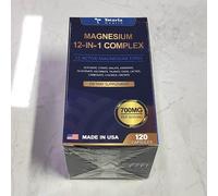 120 Capsule Magnesio 12 in 1 Complesso 700mg - Glicinato Citrato Malato Taurato