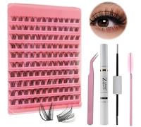 120 ciuffetti singoli con curvatura a D, 8-16 mm, kit di extension per ciglia, kit individuale con pinzette, colla per ciglia e specchio per il trucco, per principianti