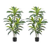 120 cm Albero Artificiale Artificiale Dracaena Pianta Finta Alta con Vaso Nero Piante Finte da Interno Per Interni esterno Soggiorno Camera da Letto Ufficio Casa Corridoio Decorazione (2Pz)