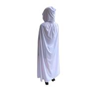 (120 cm strato singolo) Mantello con cappuccio bianco per costume da strega di Halloween, mantello da
