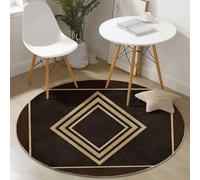 120 cm Tappeto Rotondo Beige Marrone Lavatrice Antiscivolo Tappeto per il Pavimento Minimalismo Geometria Rombo Low Pile Tappeti per Camera da letto Soggiorno Accento Cucina Indoor