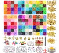 120 Colores 15093 Pezzi 4mm Perline per Braccialetti, Perline per Bigiotteria Fai da Te, Set Perline per Braccialetti Adulti con 300PCS Perline Lettere Sorriso per Kit Perline DIY per Fare Gioielli