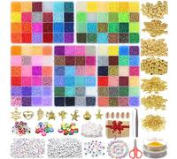 120 Colores 36693 Pezzi 3mm Perline per Braccialetti, Bigiotteria Fai da Te, Set per Adulti Con 300PCS Lettere Sorriso per Kit DIY per Fare Gioielli