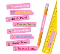 120 Etichette adesive personalizzate colorate scuola formato 50x10mm, sticker pe
