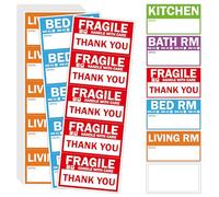 120 etichette per traslochi domestici, 5 etichette codificate a colori per scatole di imballaggio con 20 adesivi fragili e 20 vuoti, aiutante per traslochi di appartamenti (ciascuno misura 5cm x 9cm)