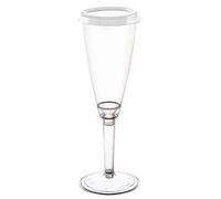 120 Flutes calici in plastica gambo alto trasparente con coperchio