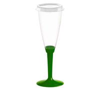 20 Flutes calici di plastica monouso con gambo alto verde scuro
