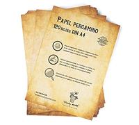 120 fogli DIN A4 di carta pergamena anticata premium double face, 120 g/m²,210 x 297 mm, bellissimo effetto invecchiato vintage, scrittura e stampaggio, lettera, scrapbooking, minuti di matrimonio
