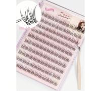 120 grappoli di ciglie finte autoadesive dall'aspetto naturale, pre-incollate, 10-12 mm, set di estensioni per ciglie fai-da-te con pinzette, senza bisogno di colla, adatte per uso quotidiano, strumen