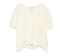 120% Lino - Blusa con Maniche a Palloncino e Arricciature - - Blouses & Shirts - Donna - Bianco - M