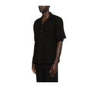 120% Lino - Camicia a Maniche Corte in Lino - - Shirts - Uomo - Nero - L