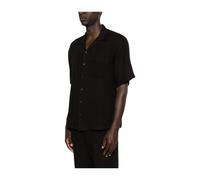 120% Lino - Camicia a Maniche Corte in Lino - - Shirts - Uomo - Nero - M