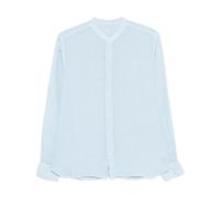 120% Lino - Camicia con collo alla coreana in lino - - Shirts - Uomo - Blu - L