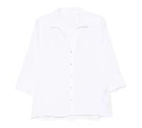 120% Lino - Camicia in Lino Scollo a V Rilassato - - Blouses & Shirts - Donna - Bianco - L