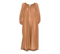 120% Lino - Gathered Maxi Dress - - Dresses - Donna - Marrone - S