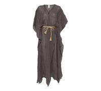 120% Lino - Long Linen Dress - - Blouses & Shirts - Donna - Marrone - ONE SIZE