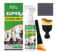 120 ml Pulitore Interni Auto, Pulizia Professionale Dell'Interno, Kit Pulizia per Plastiche e Cruscotto con 2 Spazzola e Panno, Rimuove Sporco, Profumo Gradevole, Ideale per Cockpit