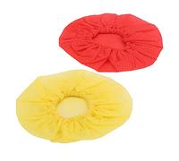 120 Pcs Microphone Caps Disposable | Non - Woven Particle & Saliva Guard Replacement Covers for Handheld Microphones/Home/Studio | 7x7.6cm (Red Yellow)