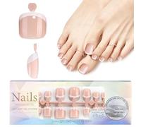 120 PCS unghie corte quadrate francesi punta, lucido rosa premere sulle unghie dei piedi, vetrate preformate false unghie dei piedi suggerimenti per le donne ragazze Salon fai da te manicure di estens