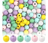 120 pezzi 16 mm Perline di Legno Colorate Pasquali, Perline Distanziatrici Perline Rotonde per Braccialetti Decorazioni per la Casa Ghirlanda Primaverile Creazione di Oggetti Artigianali