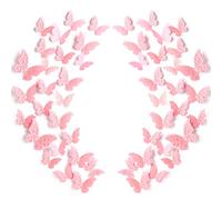 120 Pezzi 60 Paia Decorazione da Parete Farfalla a Strati Adesivi Rimovibili a Farfalla Decalcomanie Murali Vuote da Parete Fai Da Te per Decorazioni per Stanza del Bambino Matrimoni, Rosa