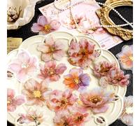 120 Pezzi Adesivi Fiori Scrapbooking Kit,Scrapbooking Adesivi Accessori with Floreali,Stickers Aesthetic per Journaling,Bullet Journal,Agenda,Album Fotografici(Full-Blown Flowers)