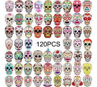 120 Pezzi Adesivi Teschio Halloween Zucchero Teschio Decalcomanie Dia De Los Muertos Messicano Giorno dei Morti Adesivo per Laptop Bottiglia d'Acqua Bagaglio Bici Computer