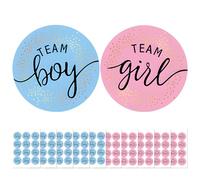120 Pezzi Baby Shower Adesivi Etichette,gender reveal party Decorazioni, Etichette Team Boy Team Girl, Stickers Genere Rivelare, Stelle Blu e Rosa Kit Festa Rivelazione Sesso Bambino