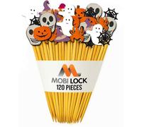 120 Pezzi Bastoncini da Cocktail per Halloween - 12 cm (4,7 Pollici) Stuzzicadenti Spaventosi per Antipasti, Cupcake e Bevande - Zucca, Ragnatela, Fantasma, Teschio - di Mobi Lock
