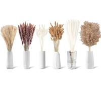 120 Pezzi Bouquet di Pampas Grass Essiccato, Decorazione da Tavolo Boho, Fiori Essiccati di Bunny Tails, Pompas Marroni, Pampas Grass Bianche per Matrimoni, Feste Rustiche, Decorazioni per la Casa