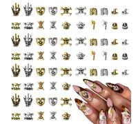 120 pezzi di decorazioni per unghie di Halloween, ciondoli per nail art di Halloween, tra cui teschi, ossa, cappelli e maschere da strega, decorazioni autunnali fai da te, vari stili consentiti