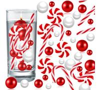 120 pezzi di riempitivi per vasi di Natale, Decorazioni Natalizie Bastoncini di Zucchero Acrilici e Perle per feste di Natale, Decorazioni da Tavola, Candele Galleggianti, artigianato fai da te (A)