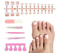 120 Pezzi Falsi Unghie dei Piedi, Francese Della False Toenail 12 Misure, French Press On Toenails per Donne e Ragazze, Tips Finte Piedi French Corte, Fake Nails Tips piedi per DIY Nail Salon Decor