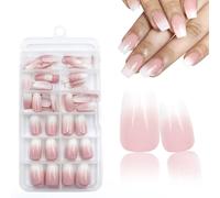 120 Pezzi French Press On Nails Short Quadrate, Tips per Unghie Corte a Copertura Totale, per Unghie per Saloni di Manicure Professionale, 12 Misure (B)