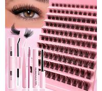 120 pezzi Kit fai-da-te per estensioni ciglia C-Curl drammatiche, mix di lunghezze da 8 a 16 mm, ciglia inferiori fai-da-te, ciglia a ciuffetti volume extra morbide e naturali, per creare uno sguardo