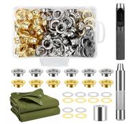120 Pezzi Kit Occhielli per Teloni 12mm, Occhiello Strumento Kit, Professionale Occhiellatrice, Occhielli per Tessuti, Occhielli Grommet Rondelle, Occhielli in Rame, Occhielli Metallici, Grommet Kit