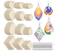 120 Pezzi Orecchini In Legno Non Trattati Vuoti Per Orecchini 4 Forme