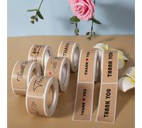 120 pezzi/rotolo Etichette adesive rettangolari in carta Kraft con la dicitura "Grazie" per pacchetti di piccole imprese, regali, borse, decorazioni per matrimoni, rientro a scuola B83,B75,B76,B77,B88