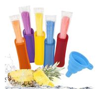 120 Pezzi Sacchetti per Ghiaccioli Lunghi con Imbuto - Bustine Ghiaccioli per Muffe Ice Popsicle - Sacchetti Ghiaccioli Gelato Ideale per Famiglia - Caramelle Rock+5 Manicotti Antigelo per Ghiaccioli