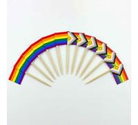 120 Pezzi Stuzzicadenti da Cocktail con Bandiera del Pride - 2 Design - 6,5 cm (2,5 in) Stuzzicadenti in bambù con mini bandiere - Stecchini decorativi per antipasti e bevande - di Mobi Lock