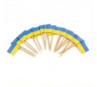 120 Pezzi Stuzzicadenti da Cocktail con Bandiera dell’Ucraina - 6,5 cm (2,5 in) Stuzzicadenti in bambù con mini bandiere - Stecchini decorativi per antipasti e bevande - di Mobi Lock