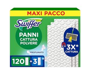 120 Pezzi Swiffer Ricambi Panni Catturapolvere Per Scopa E 3 Pezzi Ricambi Panni Lavapavimenti, Per Catturare E Intrappolare 3 Volte Più Polvere, Sporco E Peli Di Una Scopa Tradizionale