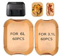 120 pz carta da forno per Philips Airfryer Dual Basket 3000 Series, friggitrice ad aria calda carta da forno per Tefal Easy Fry EY901810 EY905D 5,2/3,1 L, Cecotec 5,5/3,5L, Moulinex 8,3 L