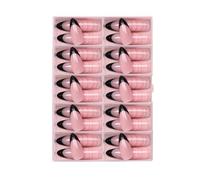 120 Pz/Scatola di Mandorla Unghie Finte Premere Su Unghie Coperture Piene Stick On Unghie Nere Francese Punta Un