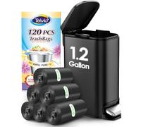 120 sacchetti per la spazzatura da 1,2 galloni, sacchetti per rifiuti da bagno, sacchetti di plastica piccoli per casa, ufficio, cucina, adatti per 5 litri e 5 l, nero