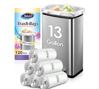 120 sacchetti per la spazzatura resistenti da 13 galloni di Teivio, sacchetti per la spazzatura da cucina, 12 galloni, 13 galloni, 14 galloni, sacchetti di plastica multiuso, per casa, ufficio,