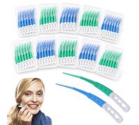120 spazzolini interdentali in silicone, con design curvo, morbidi bastoncini interdentali per la pulizia delicata delle gengive sensibili (blu e verde)